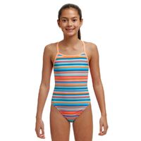 Funkita Girls Ripe Stripe ECO Single Strap One Piece Swimwear, Girls Full Piece Swimsuit