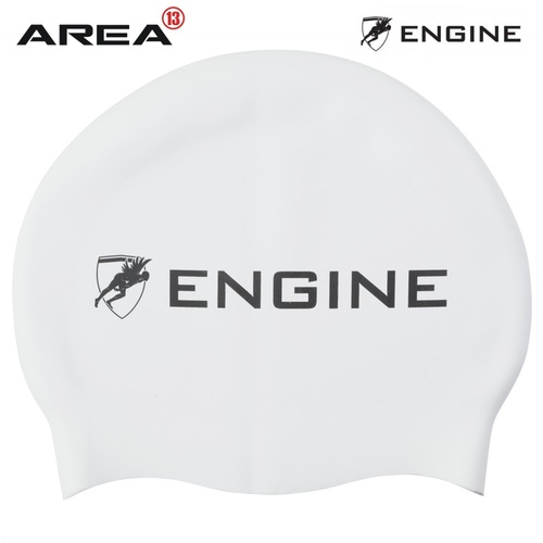 Engine Solid White Swim Cap, Swimming Cap, Silicone Swim Cap