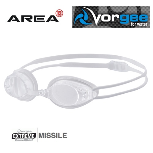 VORGEE MISSILE SWIMMING GOGGLES, CLEAR LENS, WHITE, SWIMMING GOGGLES