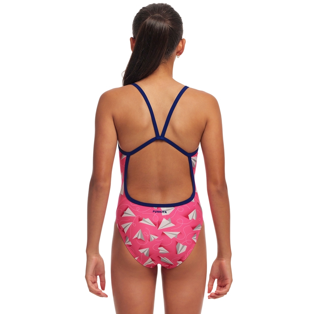 Funkita Girls Paper Pink ECO Single Strap One Piece Swimwear Area13