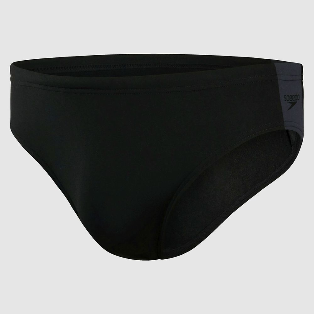 Speedo Men's Boom Logo Splice 7cm Brief Swimwear, Black & Oxid Grey ...