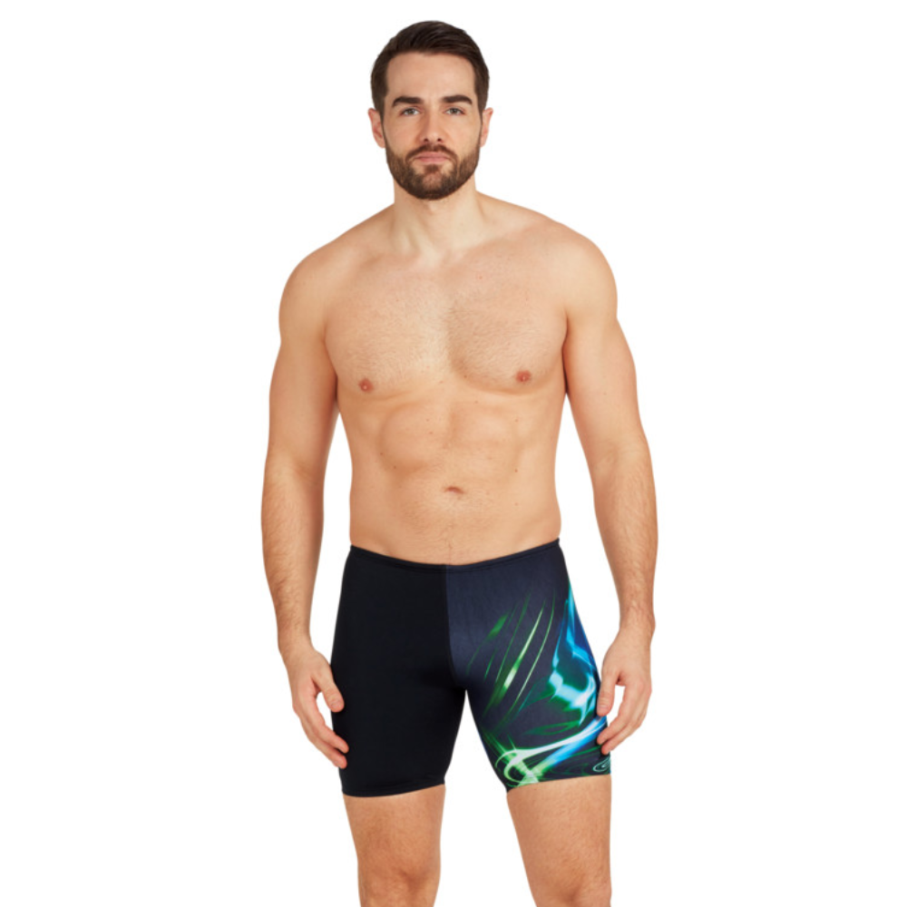 Zoggs Men's Ocean Swirl Mid Jammer, Men's Jammer Swimwear - Area13.com.au