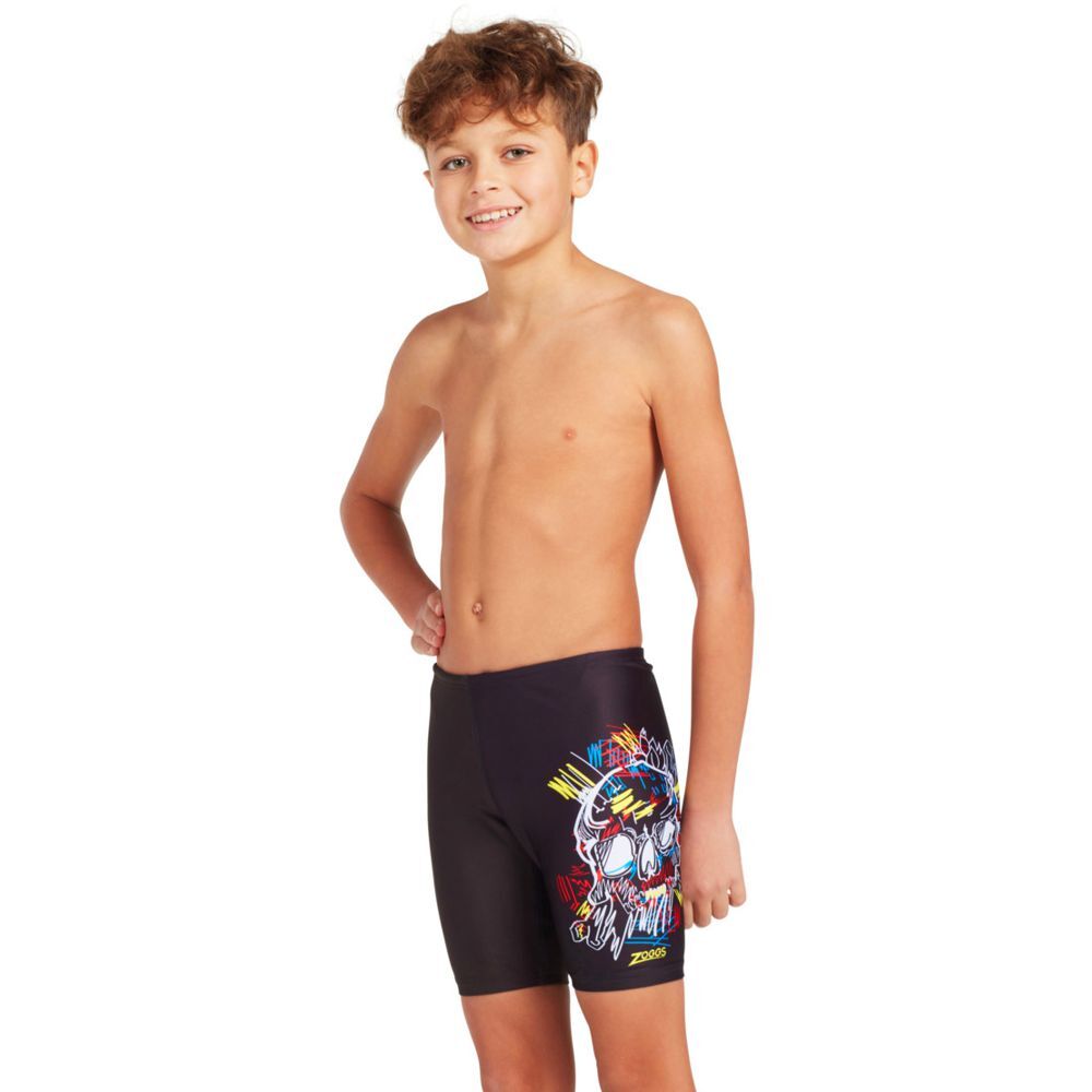 Zoggs Boys Crazy Skull Mid Jammer, Boys Jammer Swimwear - Area13.com.au