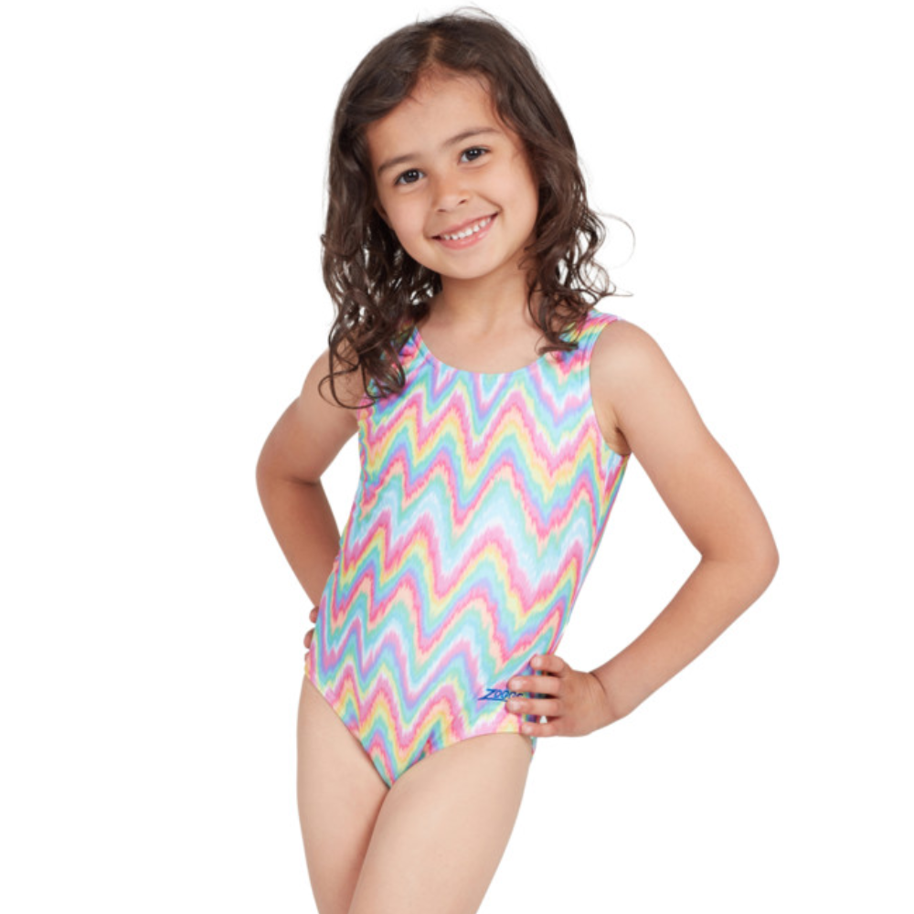 Zoggs Toddler Girls PLAY WAVE SCOOPBACK One Piece Swimwear 