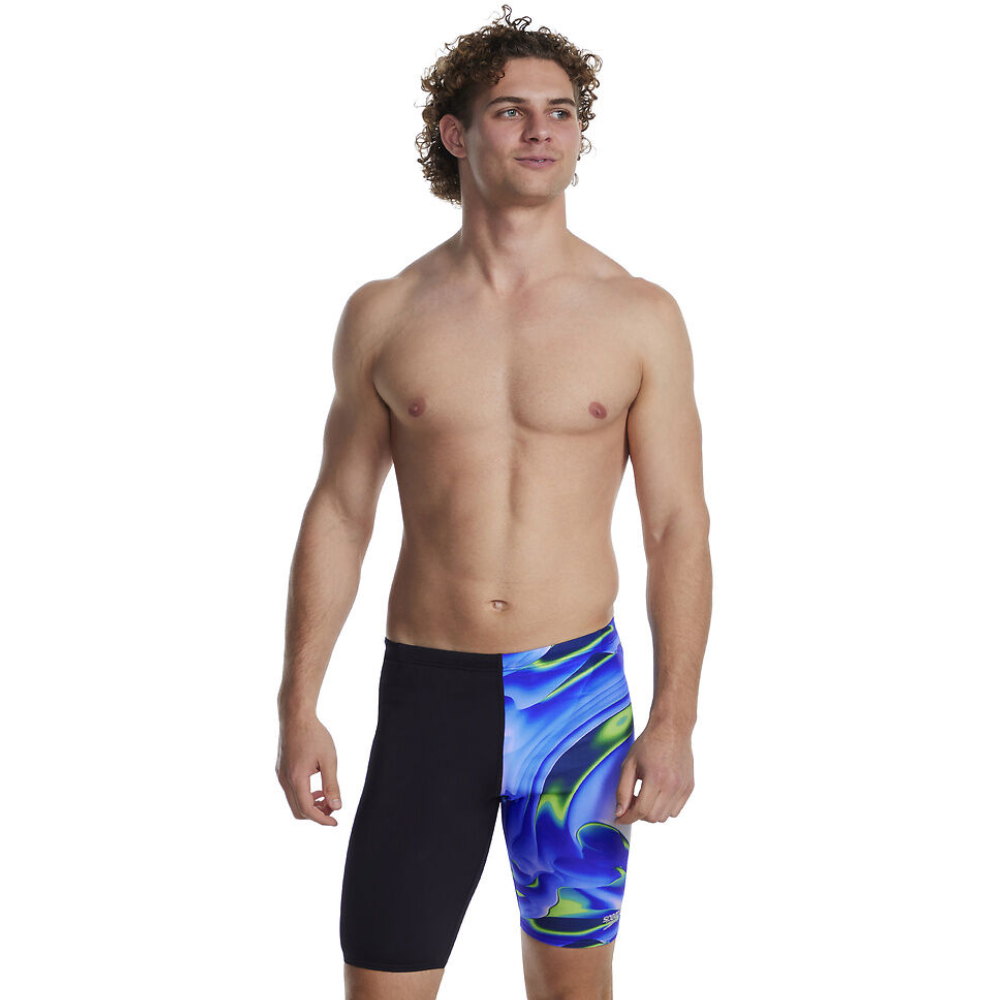 Speedo Men's Allover Digital Jammer - Black/Cobalt/Bolt, Mens Speedo ...