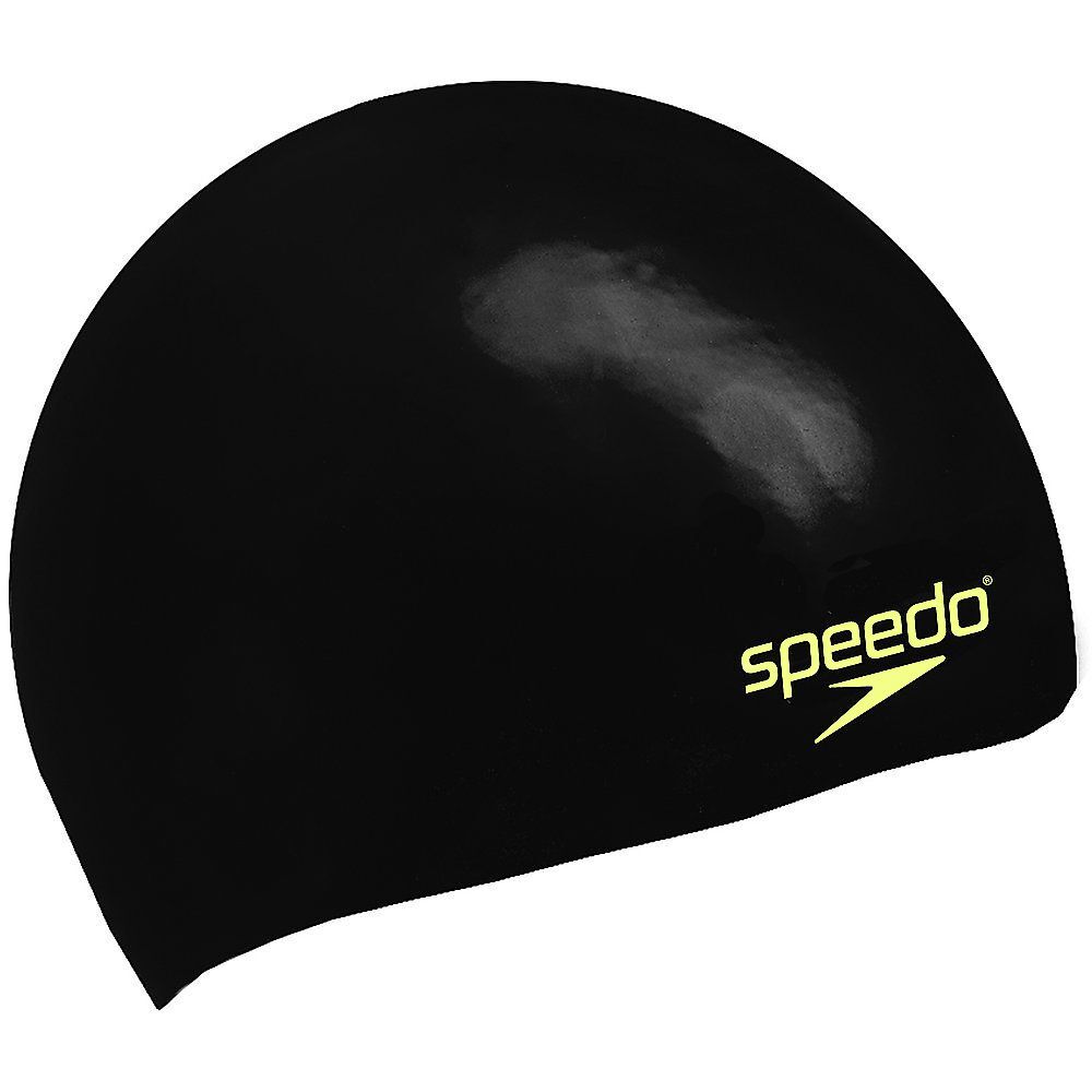 Speedo Junior Long Hair Silicone Swim Cap - Black 
