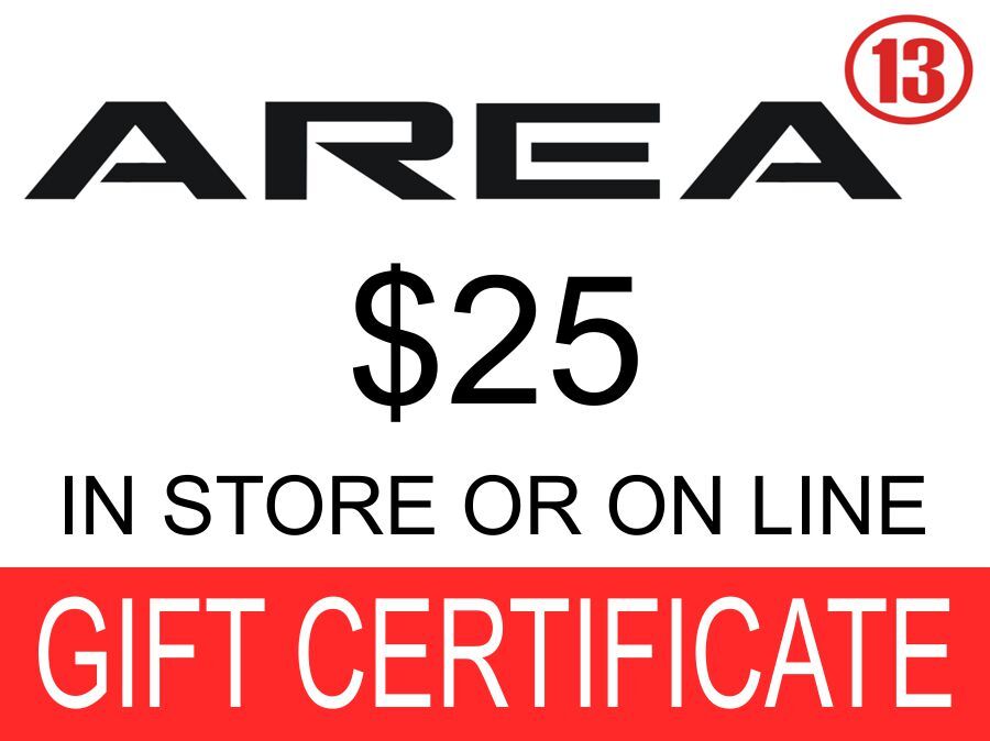 Area13 25.00 Gift Certificate