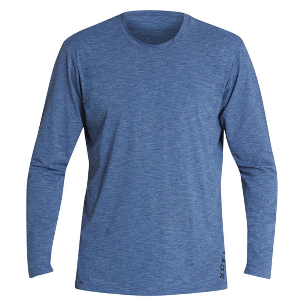 Xcel Men's Classic Blue Heathered Long Sleeve UV Sun Protection Shirt, 