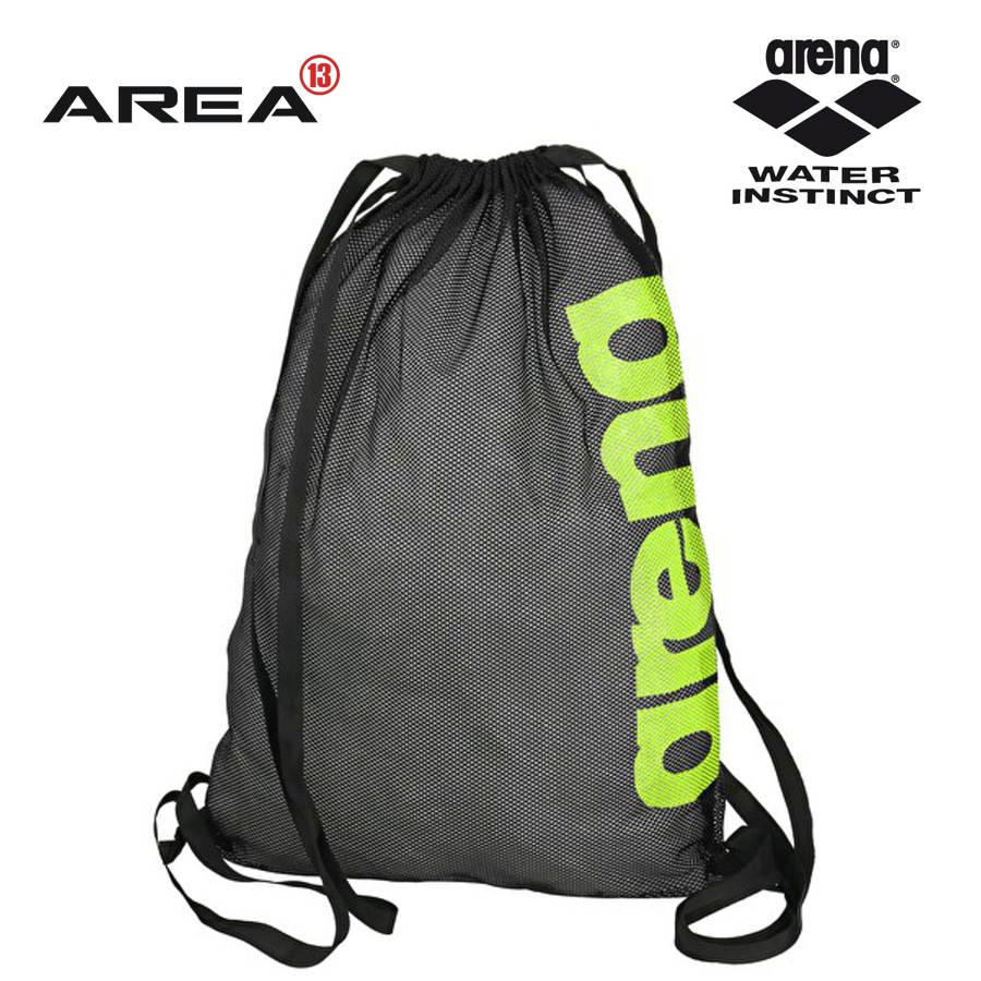 ARENA FAST MESH SWIM BAG BLACK & FLURO, SWIMMING BAG, MESH SWIMMING