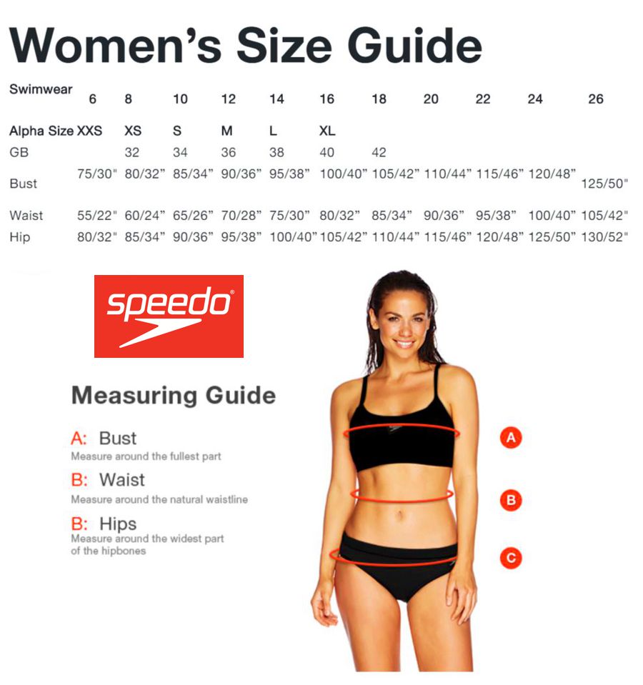 speedo swimsuit womens size chart