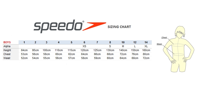speedo size chart girl