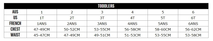 Funkita Size Chart