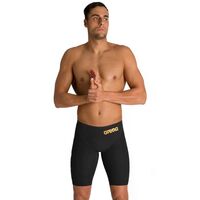 Arena Men’s Powerskin Carbon Glide Jammer - Black/Gold, FINA Approved, Men's Racing Swimsuit