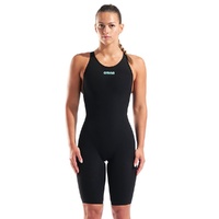 Women's Arena Powerskin Veloce Open Back Swimming Race Suit - 100 Black/Teal , FINA approved Swimwear