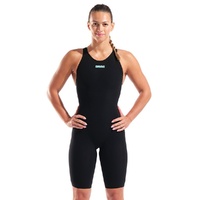 Women's Arena Powerskin Veloce Closed Back Swimming Race Suit - 100 Black/Teal , FINA approved Swimwear