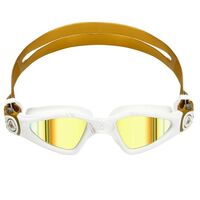 Aqua Sphere Kayenne - Gold Compact Fit Titanium Mirror Lens Swimming Goggles, White & Gold, Fitness & Training Goggle