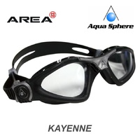 Aqua Sphere Kayenne Swimming Goggles, Clear Lens - Black/Silver, Triathlon Goggle, Training Goggle 