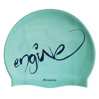 Engine Graffiti Silicone Swim Cap - Turquoise & Navy, Swimming Cap