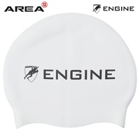 Engine Solid White Swim Cap, Swimming Cap, Silicone Swim Cap