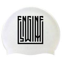 Engine Solid Silicone Swim Cap Lane Lines White, Swimming Cap