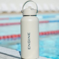 Engine 1 Litre Stainless Steel Drink Bottle / Straw - Ivory Sports Water Bottle