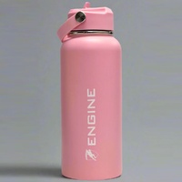 Engine 1 Litre Stainless Steel Drink Bottle / Straw - Pink, Sports Water Bottle