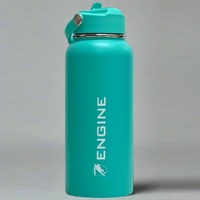 Engine 1 Litre Stainless Steel Drink Bottle / Straw - Turqua, Sports Water Bottle