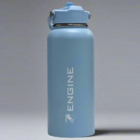 Engine 1 Litre Stainless Steel Drink Bottle / Straw - Sky Blue, Sports Water Bottle