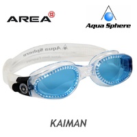 Aquasphere Kaiman Goggles, Blue Lens Clear Frame Swimming Goggles 