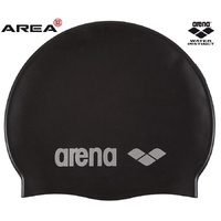 Arena Classic Silicone Swim Cap Black-Silver, Swimming Cap, Silicone Swim Cap 