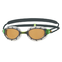 Zoggs Predator Polarized Ultra Swimming Goggles - Regular Profile Fit - Metallic Grey & Green RRP $60