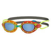 Zoggs Predator Junior Swimming Goggles 6 - 14 Years , Green/Red Tinted Blue Lens