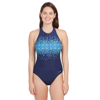 Zoggs Women's Blue Chime Crossback One Piece Swimwear, Ladies Swimsuit