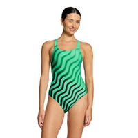 Zoggs Women's Black Disco Speedback One Piece Swimwear, Ladies Swimsuit