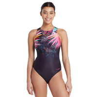 Zoggs Women's Savannah Hi Front Open Back One Piece, Ladies Swimsuit