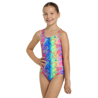 Zoggs Girls Disco Vibes Rowleeback One Piece, Girls Swimwear