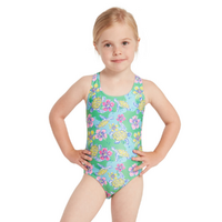 Zoggs Toddler Girls Turtles Actionback One Piece Swimwear , Girls Swimsuit