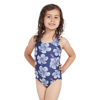 Zoggs Toddler Girls HIBISCUS PRINT ACTIONBACK One Piece Swimwear , Girls Swimsuit