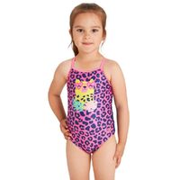 Zoggs Toddler Girls Kitten Safari Crossback One Piece Swimwear , Girls Swimsuit
