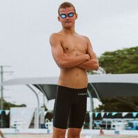 Engine Male Explode Knee Skin Technical Swimming Race-Suit - Black, Competition Swim Race Suit