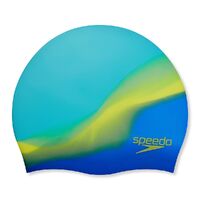 SPEEDO Junior Multi Colour Silicone Cap - Fluo Arctic/True Cobalt/Lemon Drizzle, Silicone Swim Cap