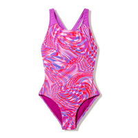 Speedo Toddler Girls Print Splashback One Piece Swimwear - Neon Jelly