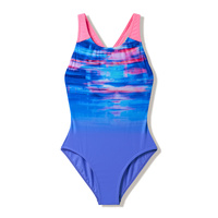 Speedo Girls Engineered Print Splashback One Piece Swimwear - Mnlightlavender/Hope