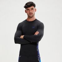 Speedo Men's ECO Endurance+ Splice Sun Top, Men's Rashie - Black/Blue