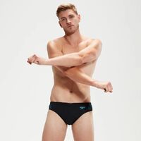 Speedo Men's Boom Logo Splice 7cm Brief Swimwear - Black/Blue