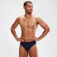 Speedo Men's Boom Logo Splice 7cm Brief Swimwear - True Navy/Fed Red