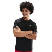 Speedo Men's Essential Short Sleeve Swim Tee Sun Top, Men's Rashie - Black