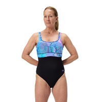 Speedo Women's Shaping Contour Eclipse Printed One Piece Swimsuit - Indigo Glow, Women's Swimwear