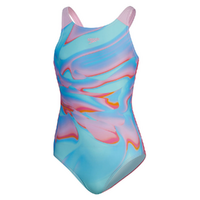 Speedo Girls Printed Pulseback One Piece Swimwear, Fandango Pink/Funny Pink, Girls Full Piece Swimsuit