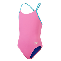 Speedo Girls Lane Line Back Allover One Piece Swimwear, Girls Full Piece Swimsuit - Candy Vibe